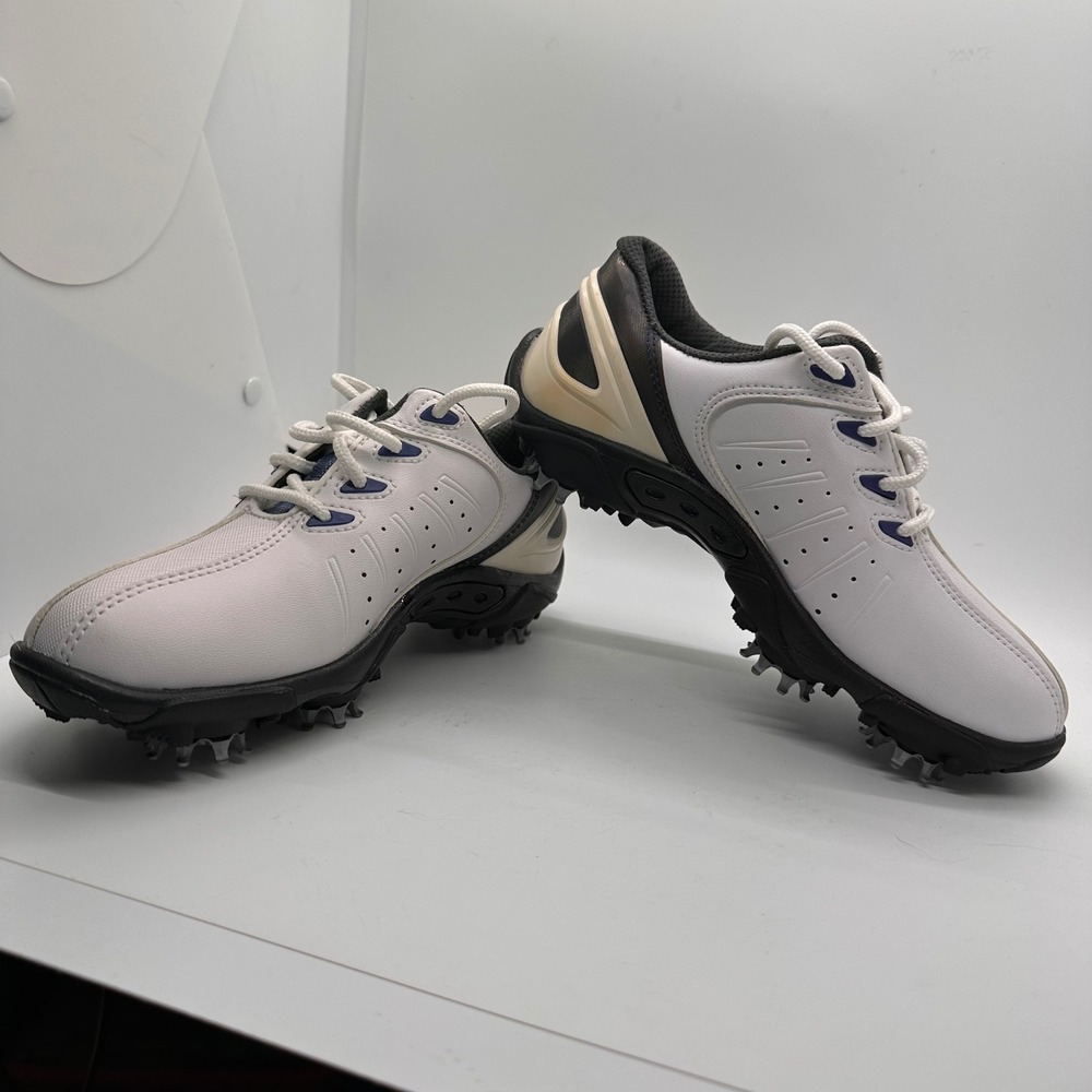 FootJoy Golf Shoes Junior Youth  Size 1M White Leather Spiked Golfing Footwear‎
